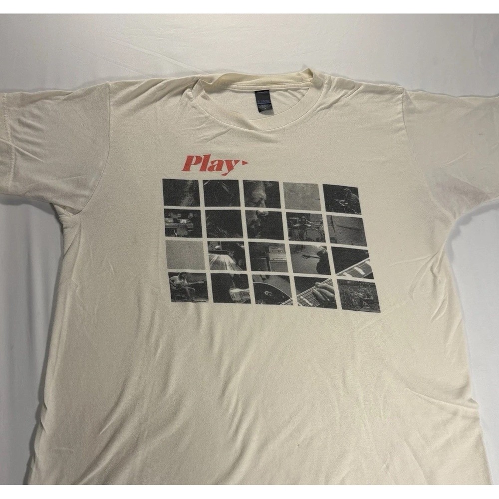 Dave Grohl Play T-Shirt Size‎ M Tultex Beige Studio Graphic Tee Music Rock Band